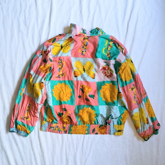 Womens River Edge L Track Jacket 100 Percent Silk Vintage Padded Shoulders Y2K - Picture 6 of 8